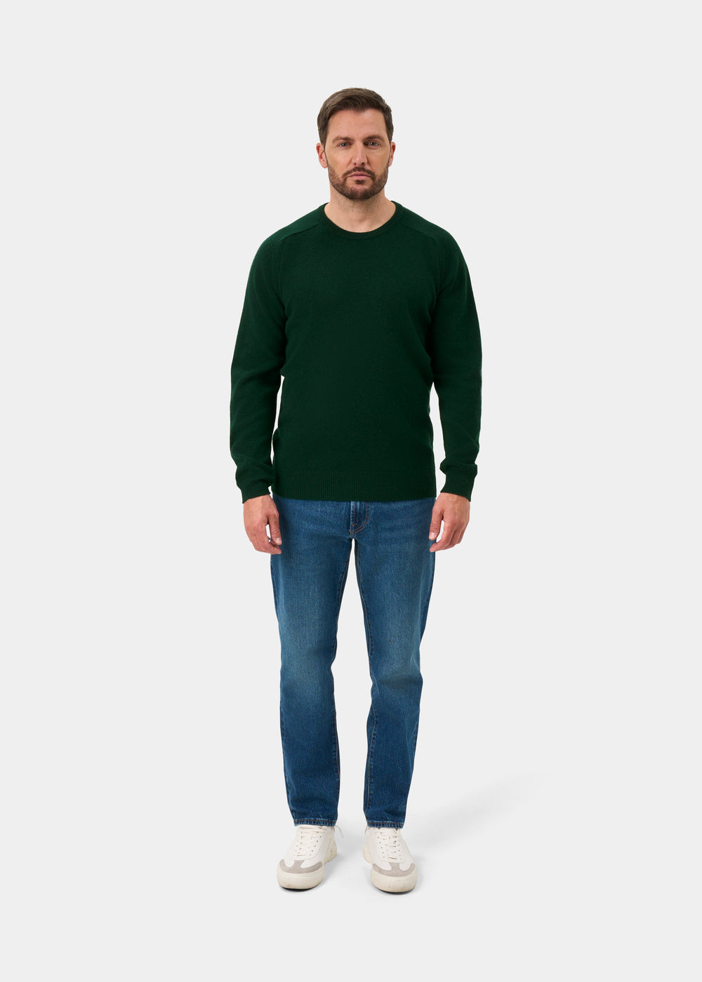 Dorset Men's Lambswool Jumper in Tartan Green - Classic Fit