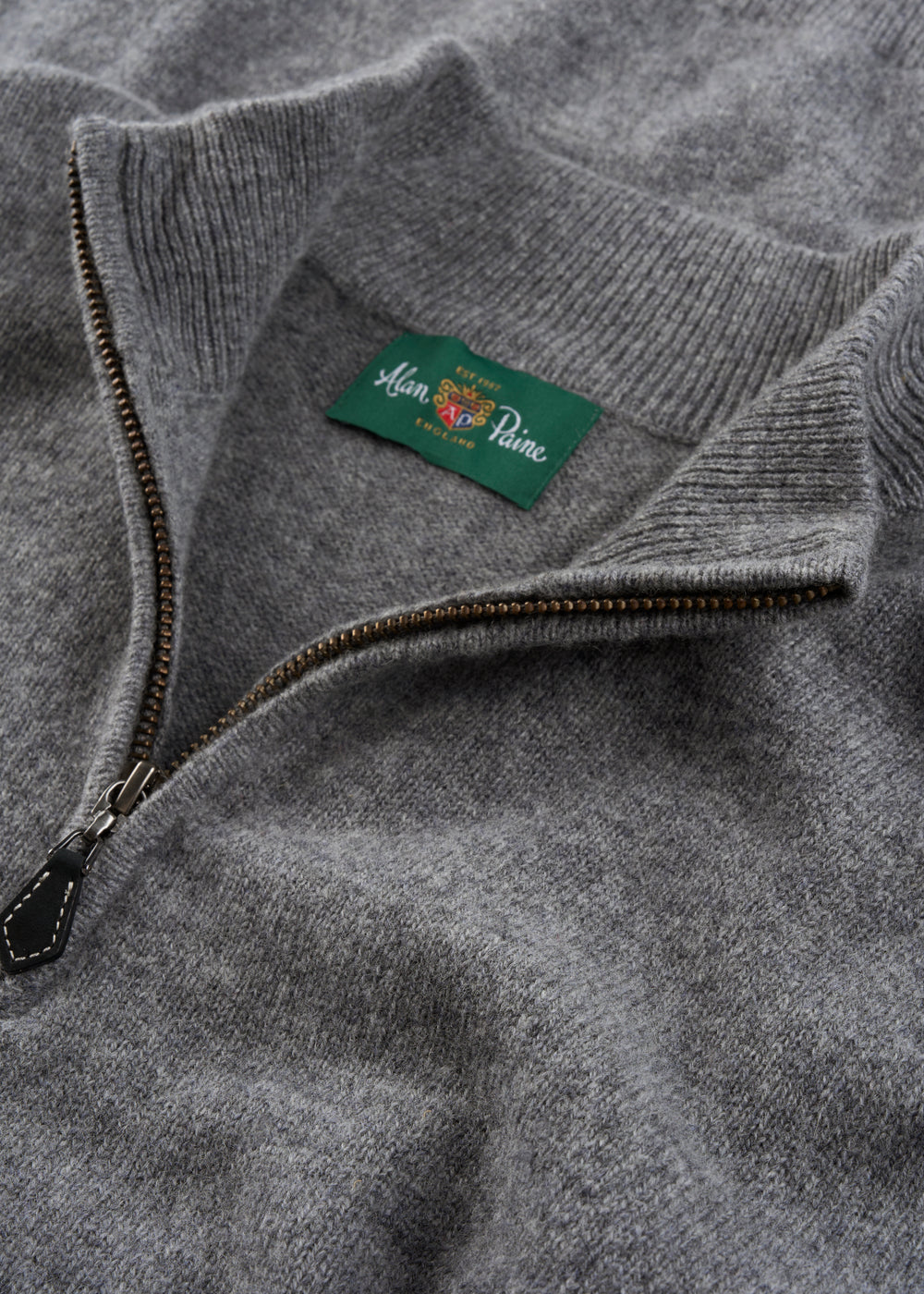 Men's Lambswool Quarter Zip Neck Jumper in Grey Mix