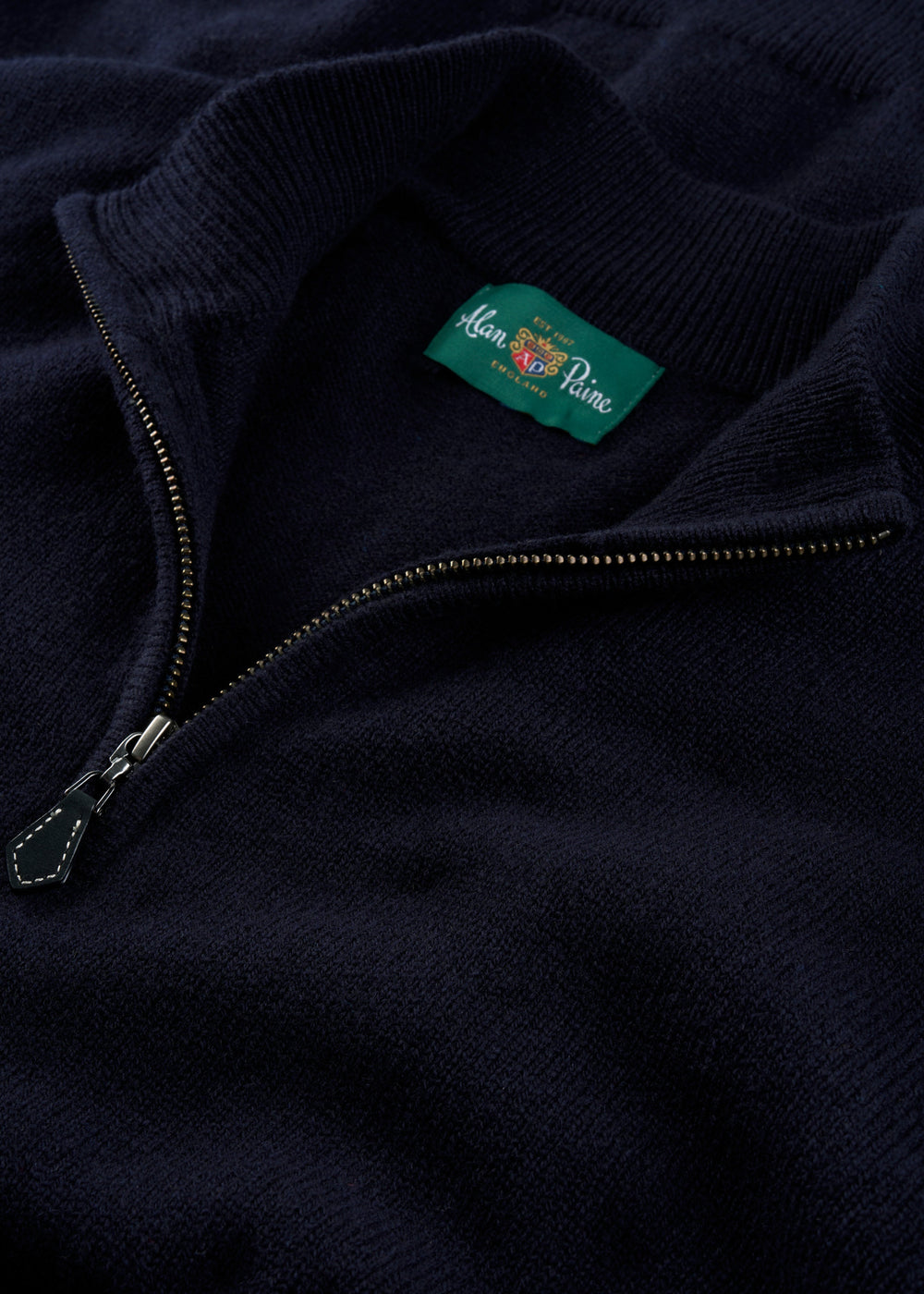 Men's Lambswool Quarter Zip Neck Jumper in Navy