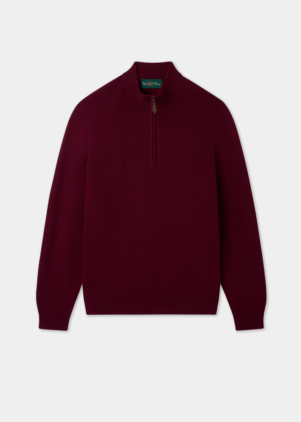Men's Lambswool Quarter Zip Neck Jumper in Bordeaux