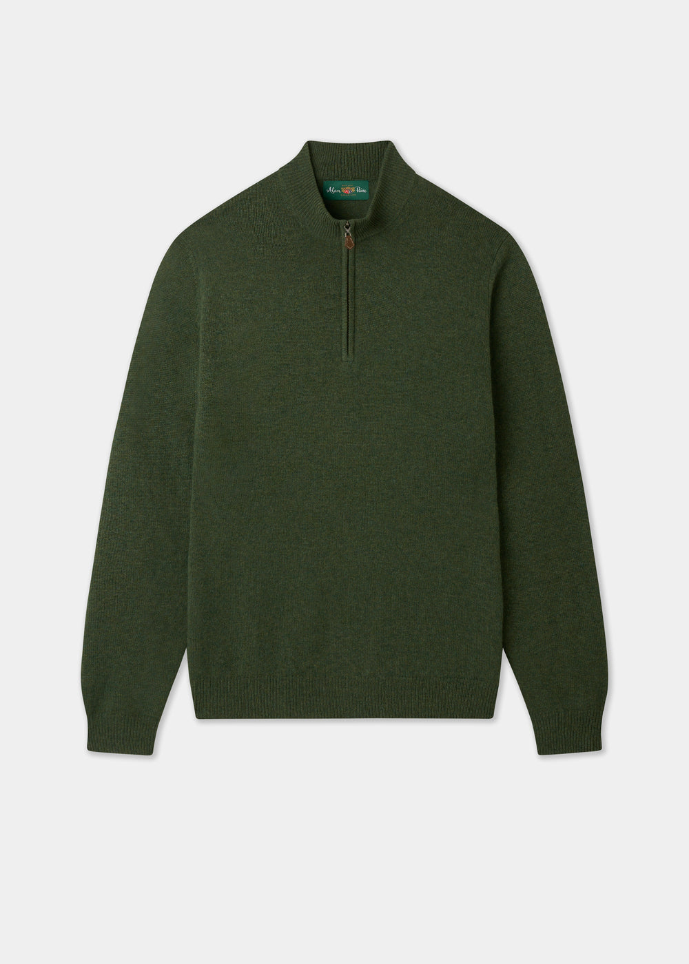 Men's Lambswool Quarter Zip Neck Jumper in Rosemary