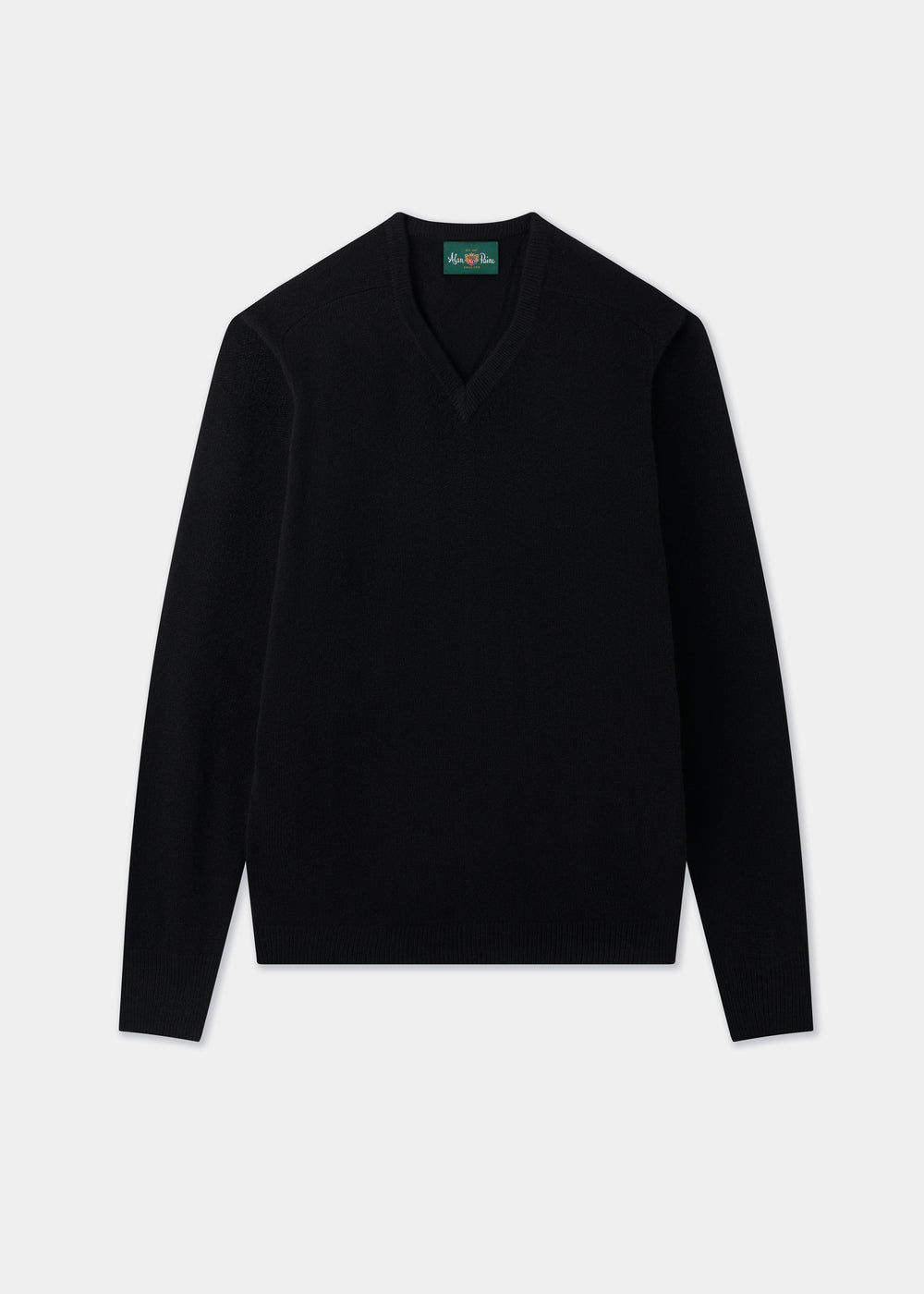Men's Lambswool Vee Neck Jumper in Black