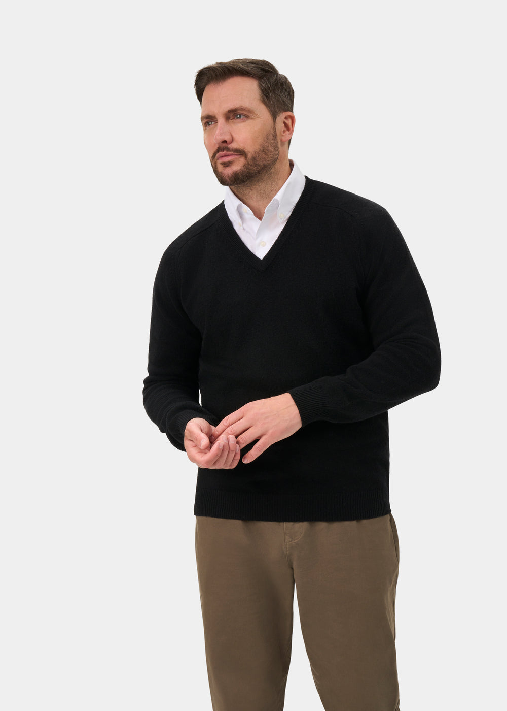 Kilsyth Men's Lambswool Jumper in Black - Regular Fit