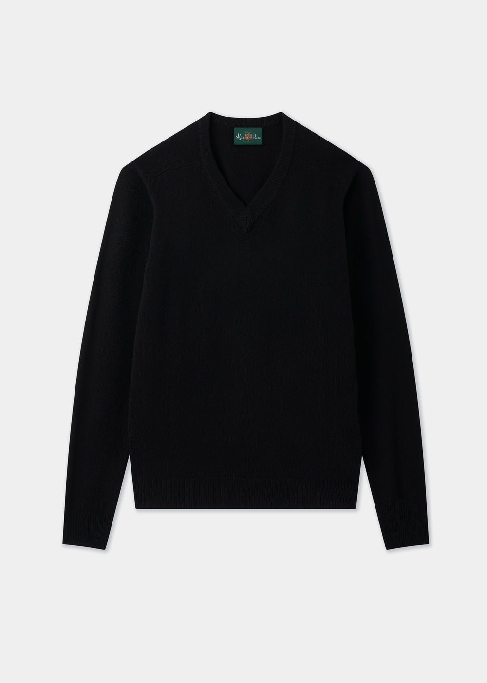 Men's Lambswool Vee Neck Jumper in Black