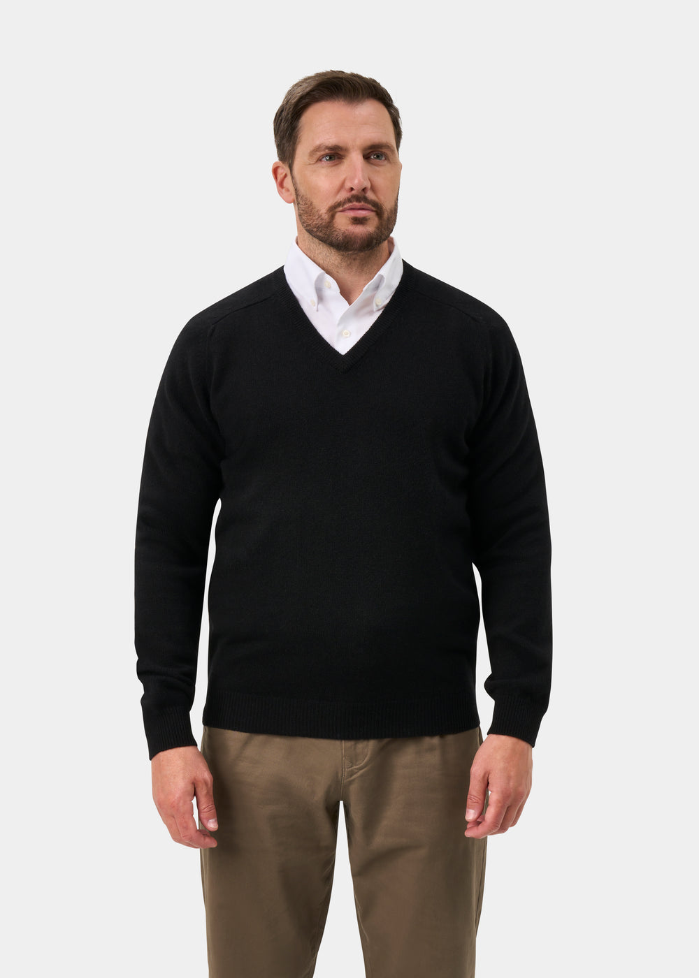 Kilsyth Men's Lambswool Jumper in Black - Regular Fit
