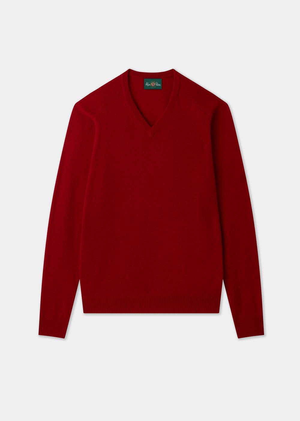 Men's Lambswool Vee Neck Jumper in Dubonnet