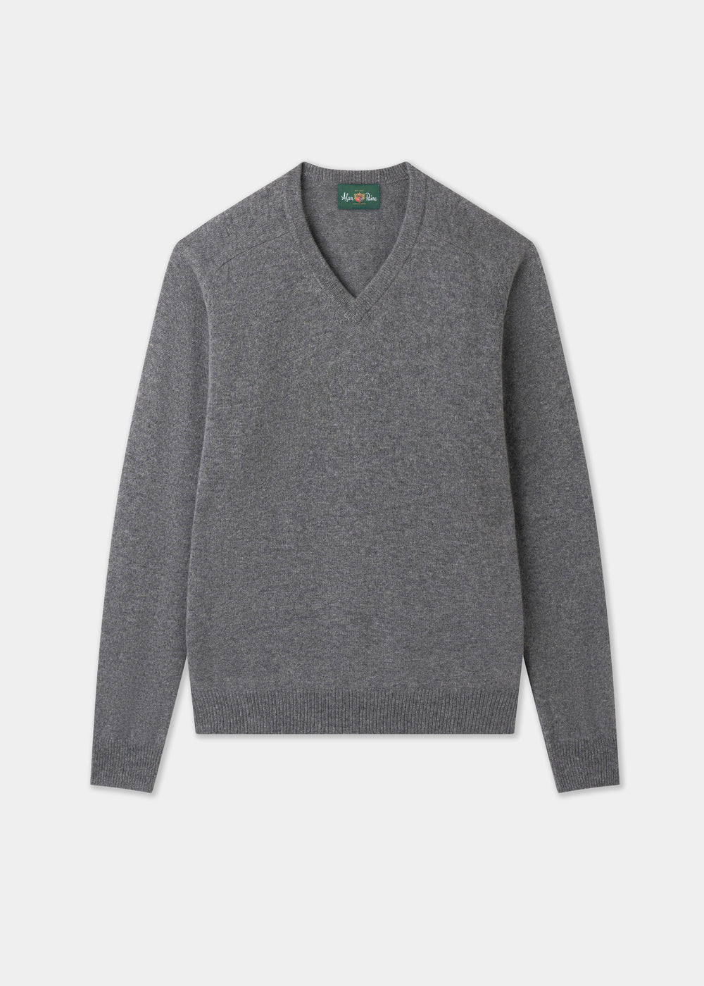 Men's Lambswool Vee Neck Jumper in Grey Mix