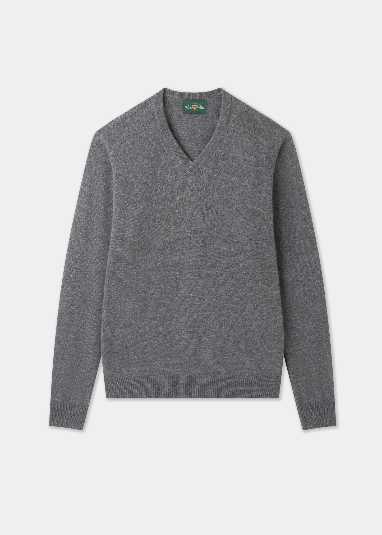 Men's Lambswool Vee Neck Jumper in Grey Mix