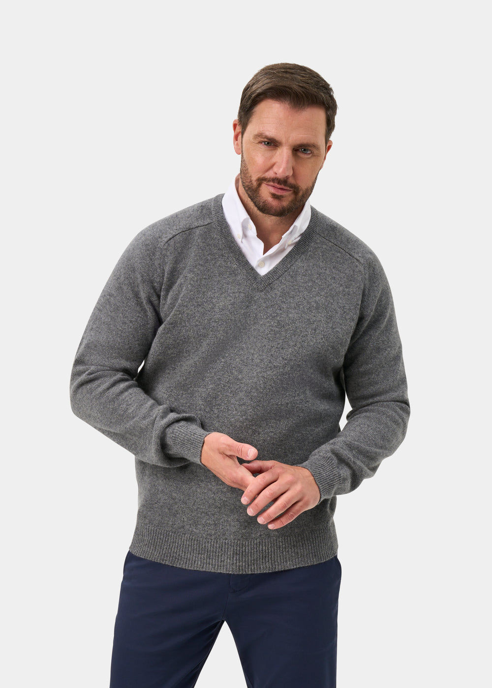 Kilsyth Men's Lambswool Jumper in Grey Mix Jumper - Regular Fit