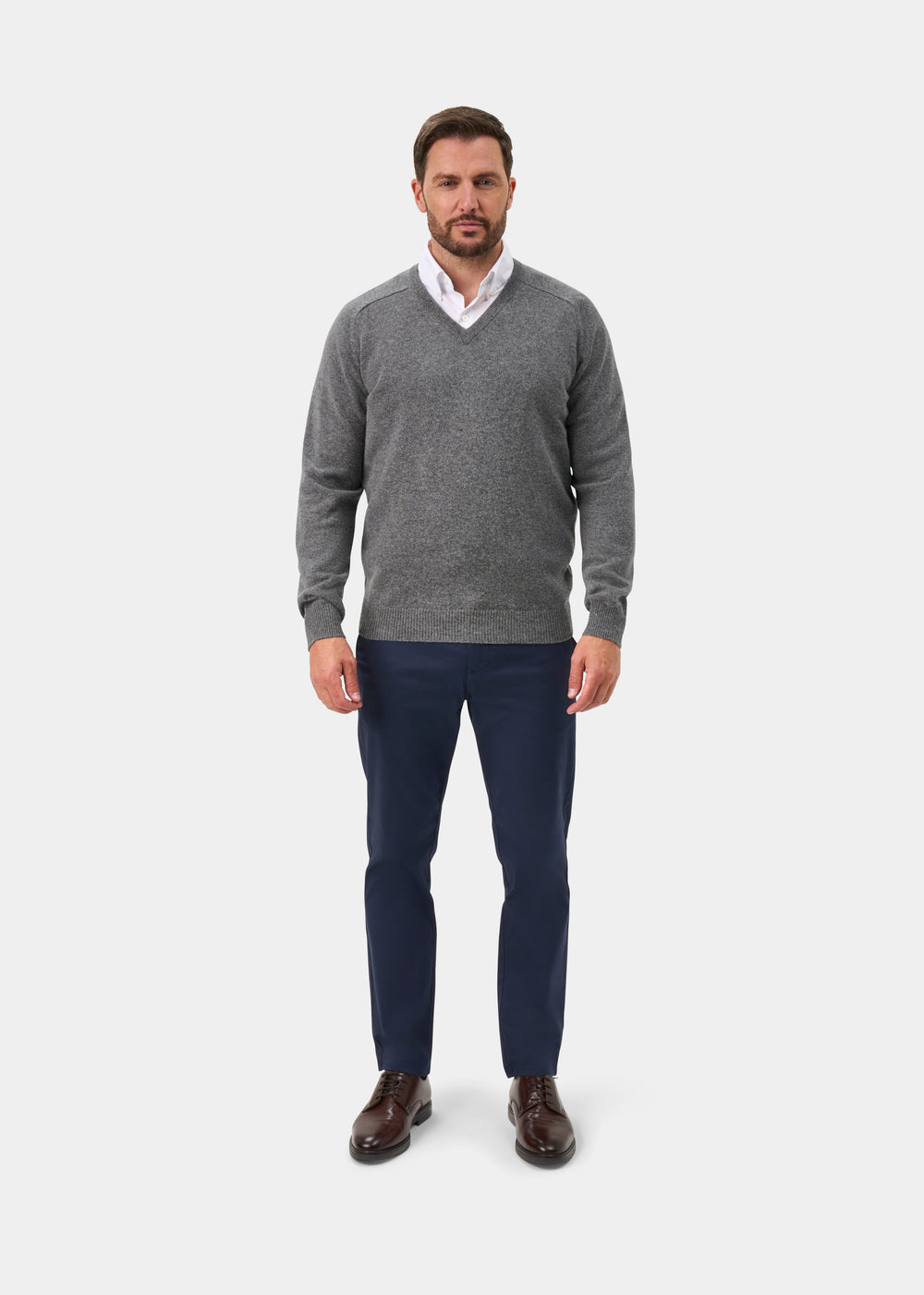 Kilsyth Men's Lambswool Jumper in Grey Mix Jumper - Regular Fit