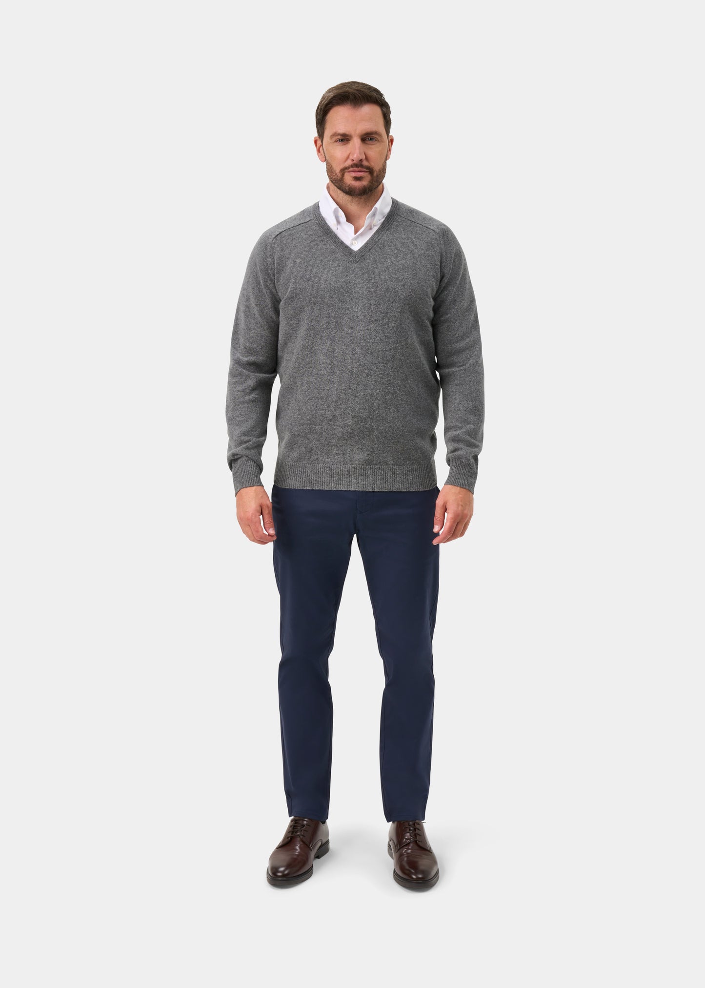 Kilsyth Men's Lambswool Jumper in Grey Mix Jumper - Regular Fit