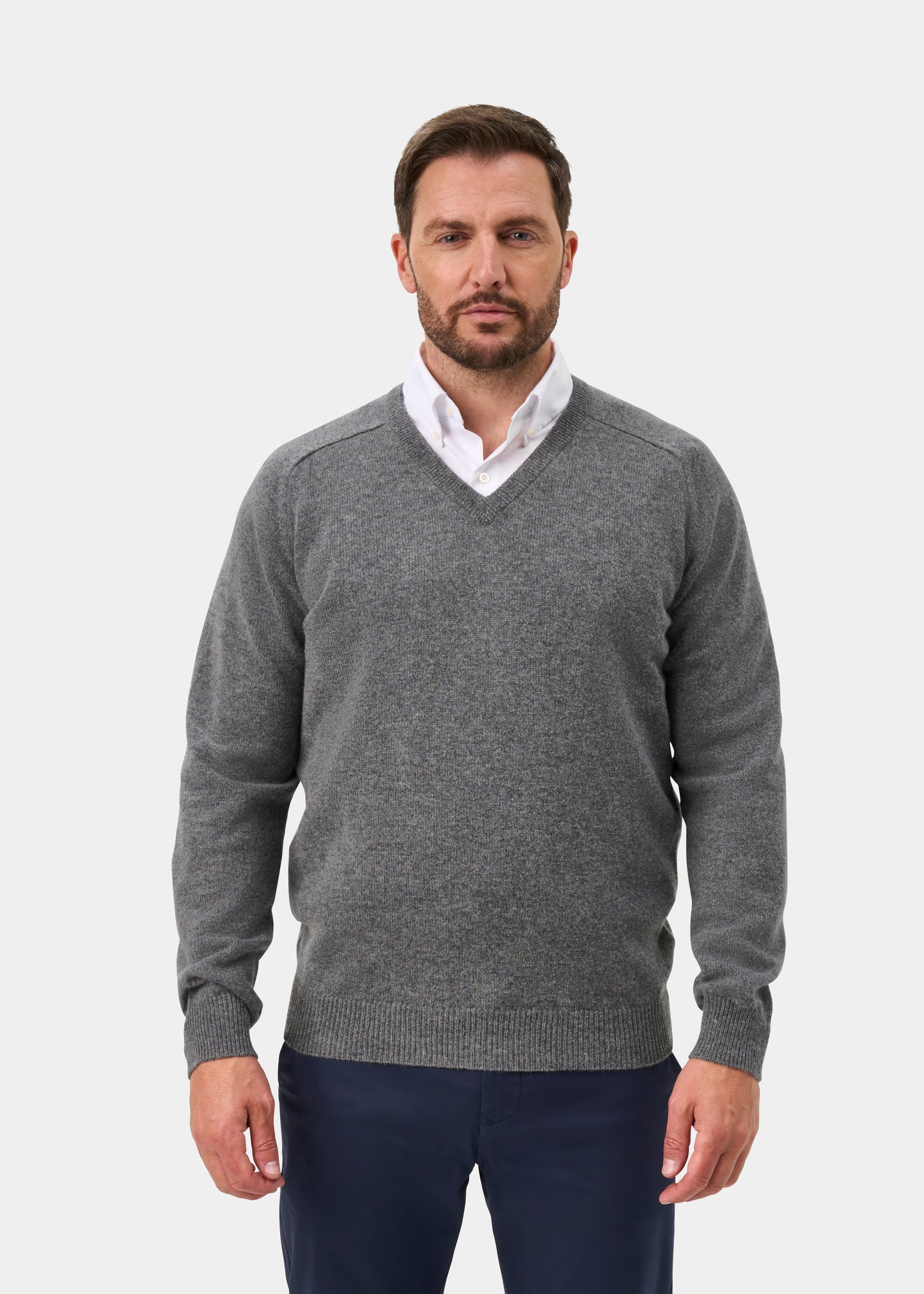 Kilsyth Men's Lambswool Jumper in Grey Mix Jumper - Regular Fit