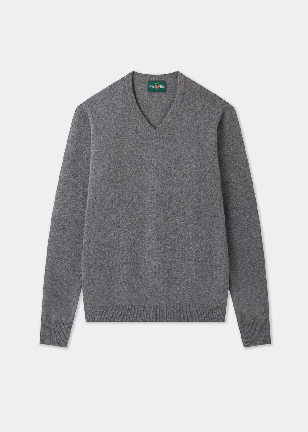 Men's Lambswool Vee Neck Jumper in Grey
