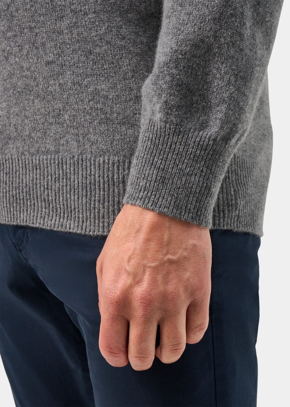 Hampshire Lambswool Jumper in Grey Mix - Classic Fit