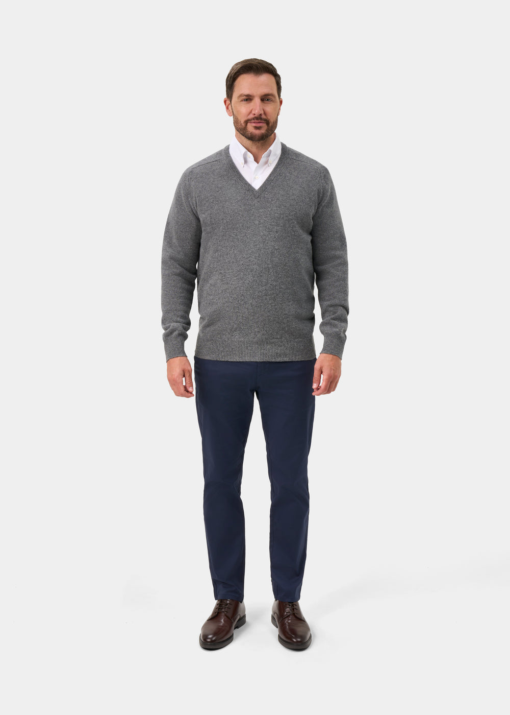 Hampshire Lambswool Jumper in Grey Mix - Classic Fit