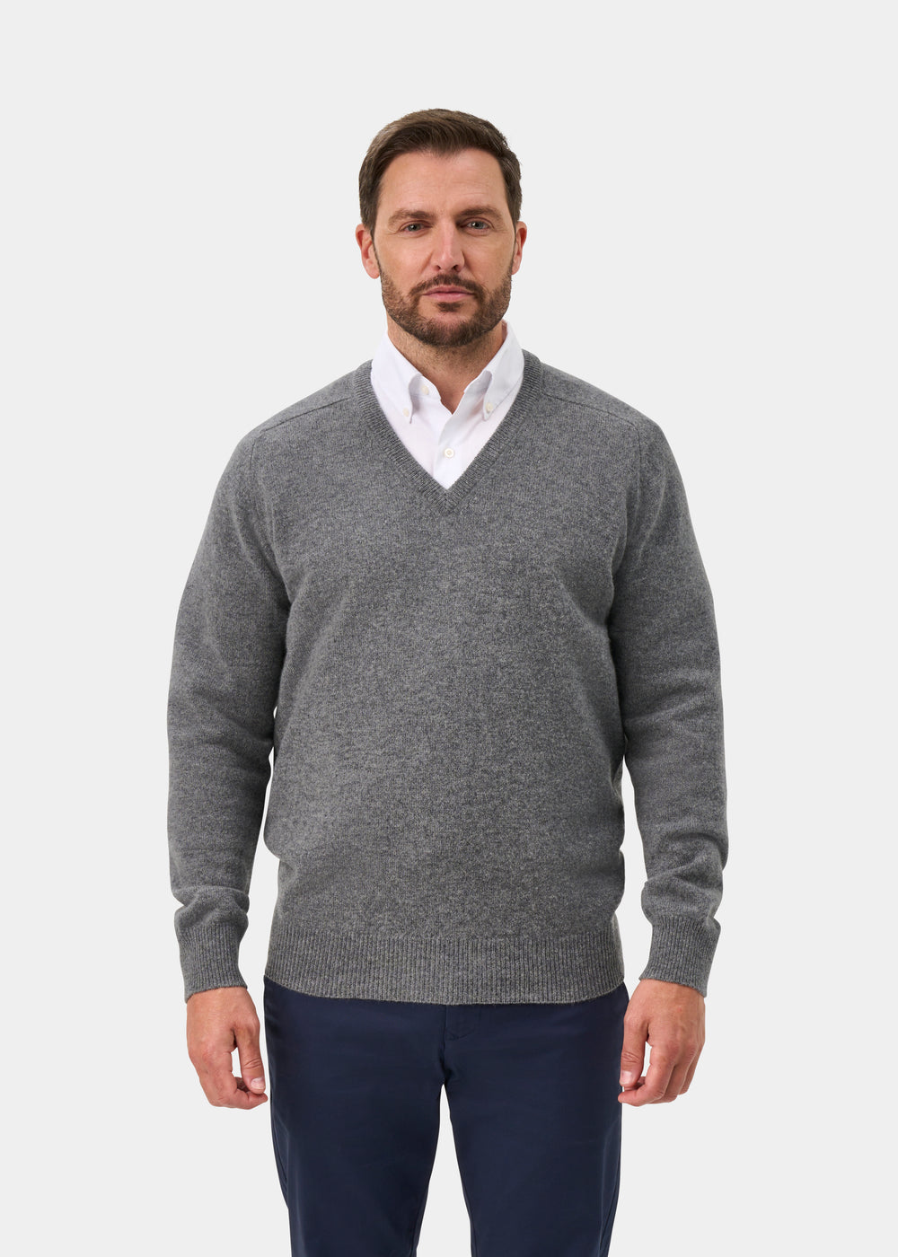 Hampshire Lambswool Jumper in Grey Mix - Classic Fit