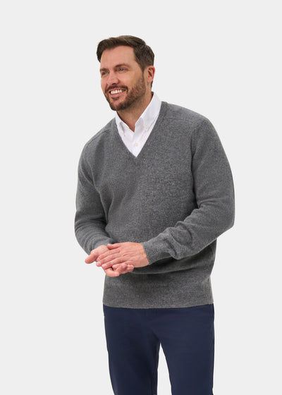 Hampshire Lambswool Jumper in Grey Mix - Classic Fit