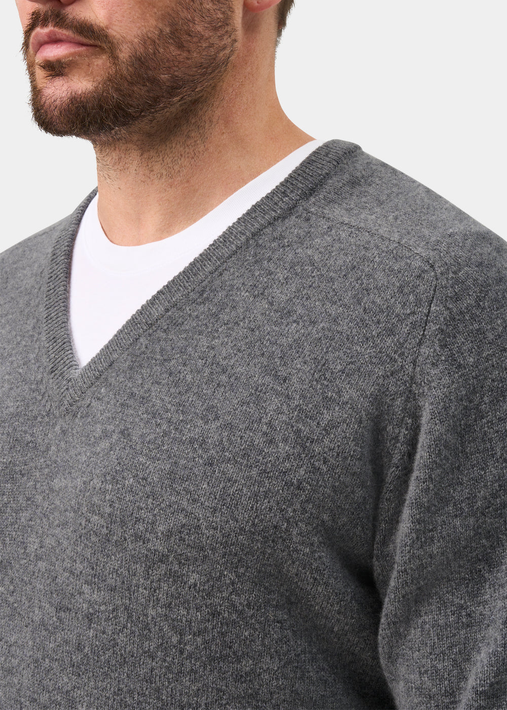 Hampshire Lambswool Jumper in Grey Mix - Classic Fit