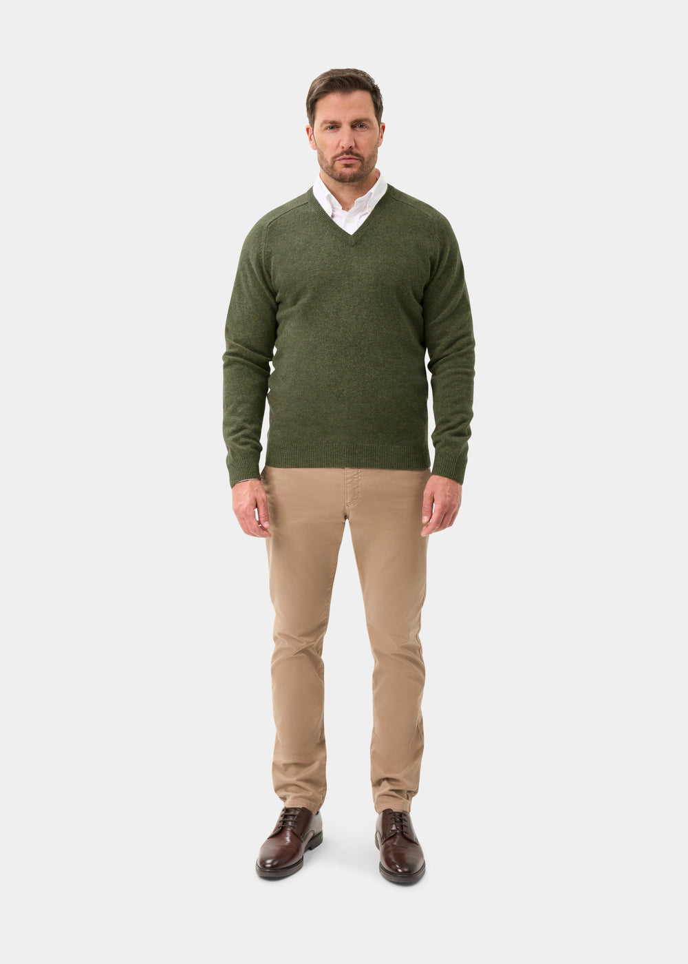 Men's Lambswool Vee Neck Jumper in Landscape