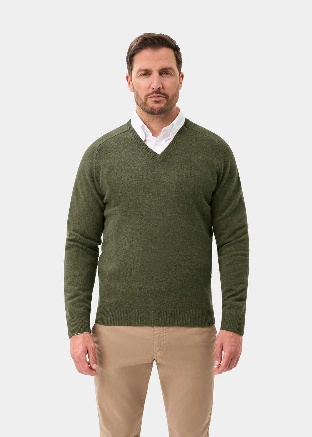 Men's Lambswool Vee Neck Jumper in Landscape