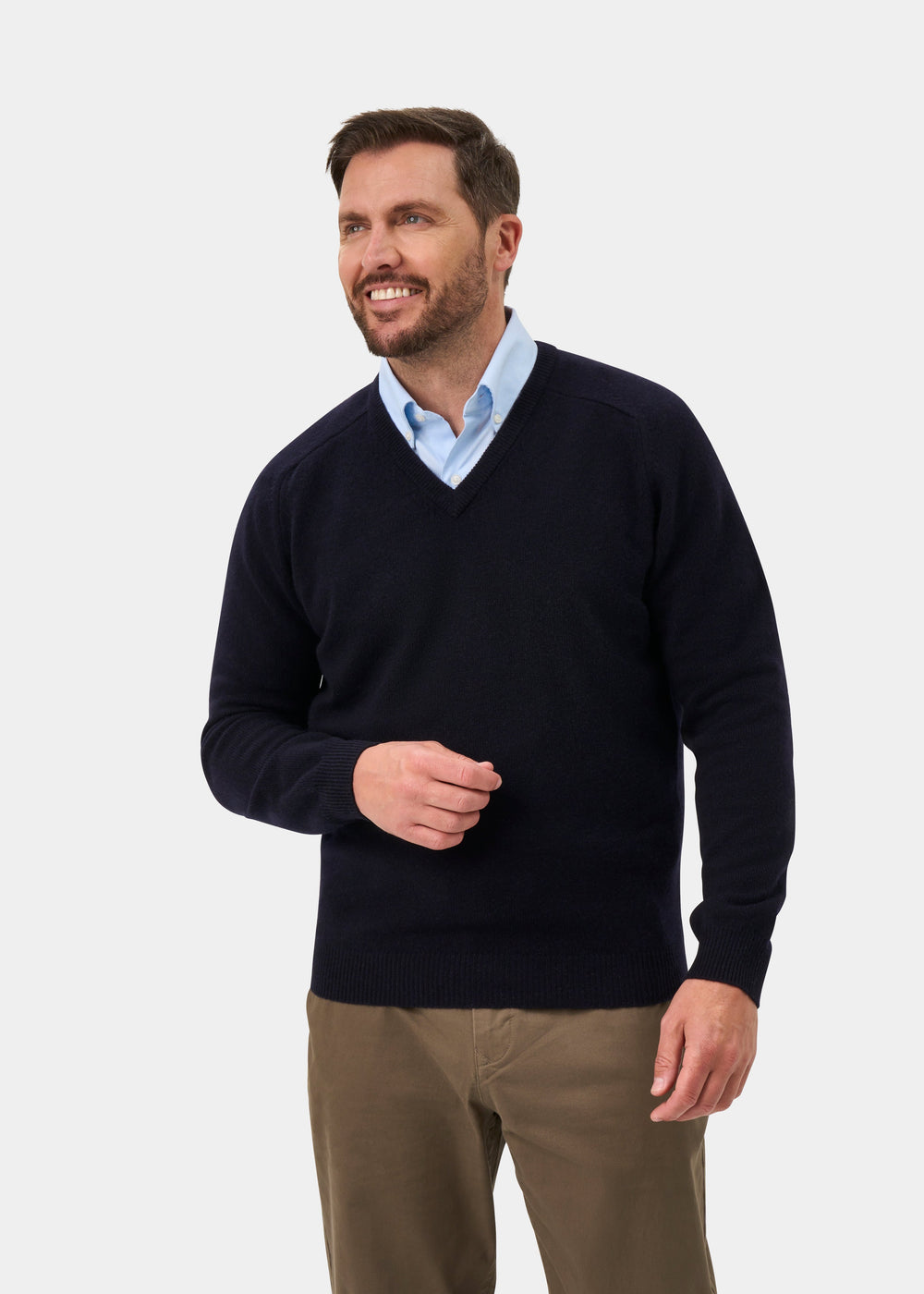 Kilsyth Men's Lambswool Jumper in Navy - Regular Fit