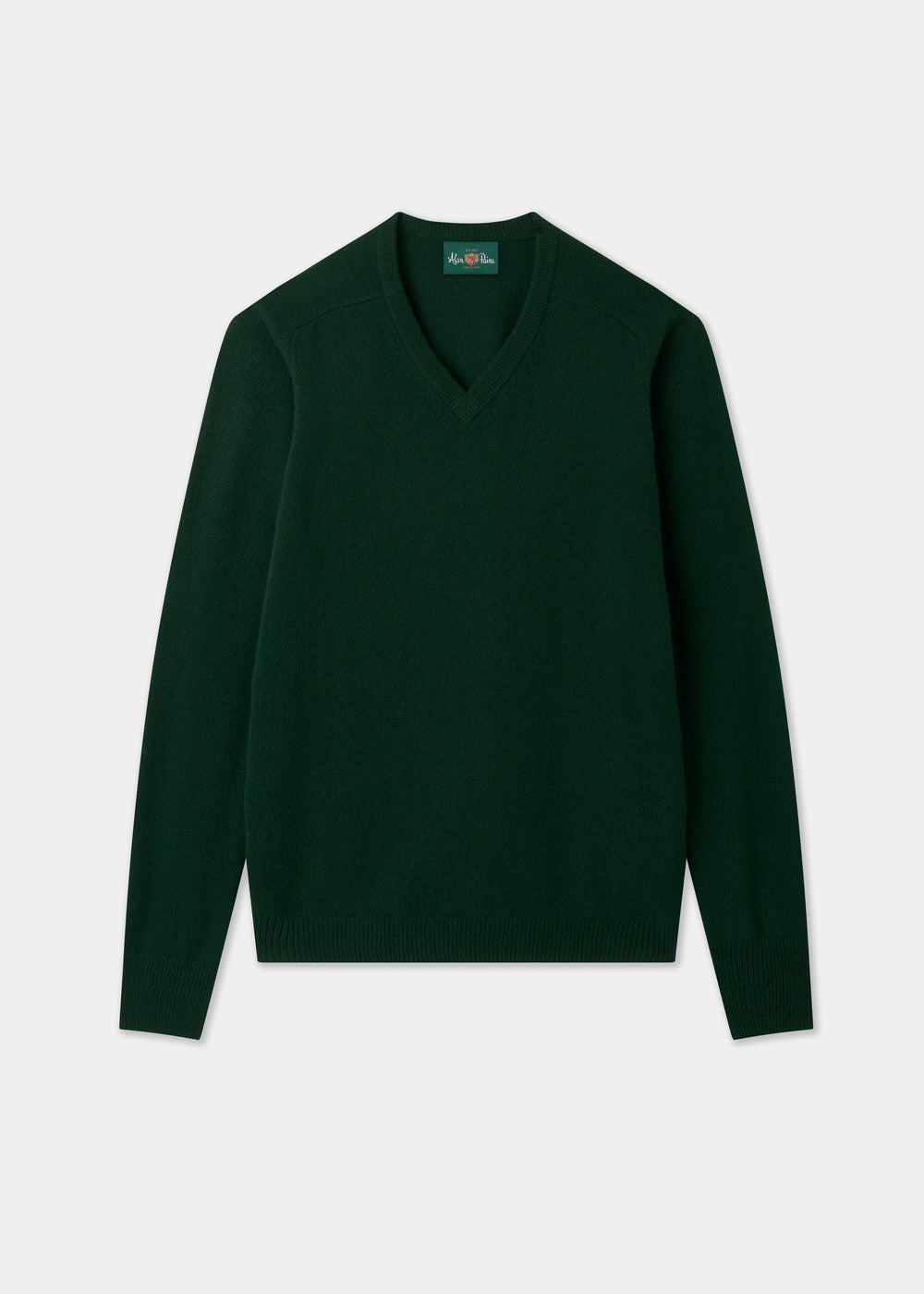 Men's Lambswool Vee Neck Jumper in Tartan Green