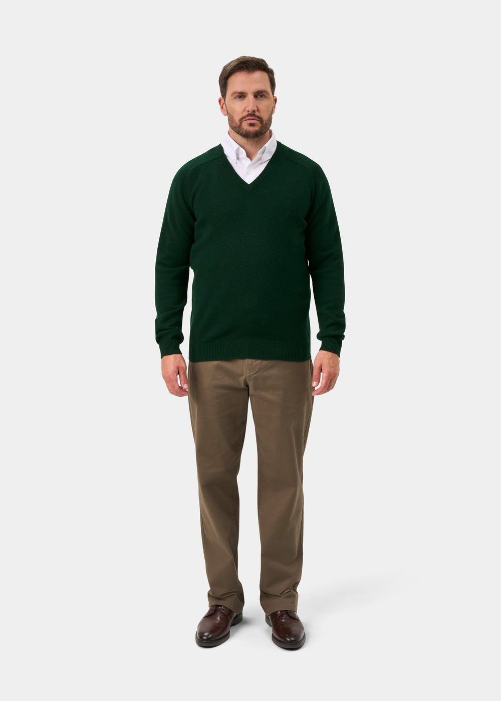 Kilsyth Men's Lambswool Jumper in Tartan Green - Regular Fit