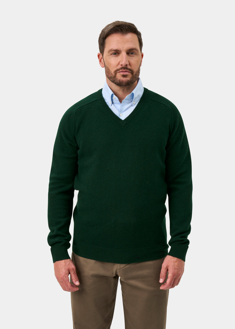Kilsyth Men's Lambswool Jumper in Tartan Green - Regular Fit