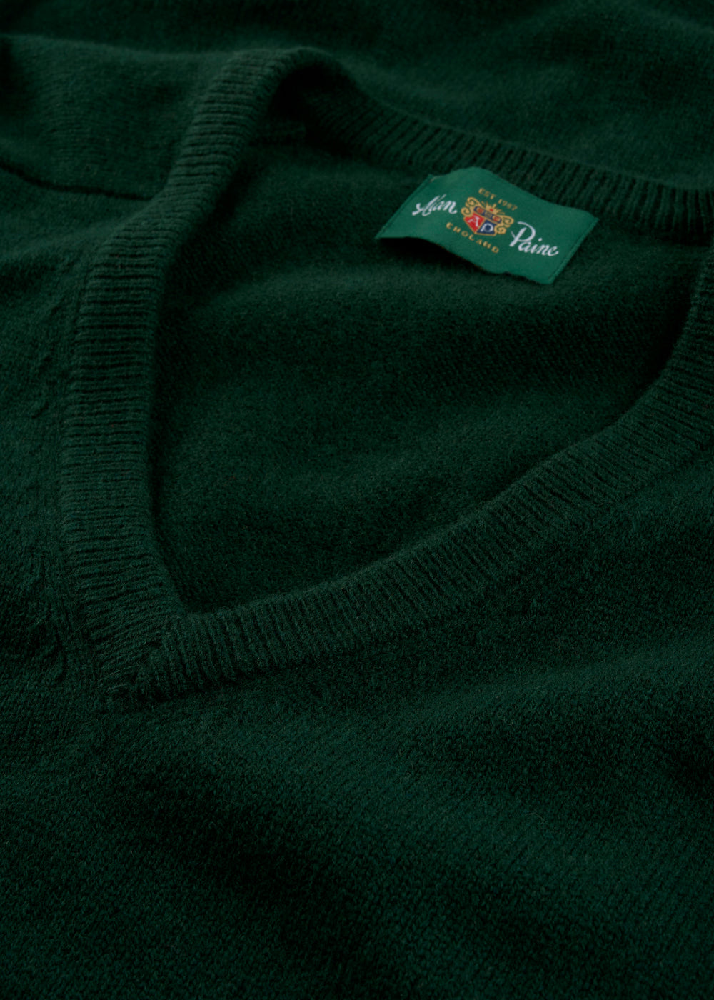 Men's Lambswool Vee Neck Jumper in Tartan Green