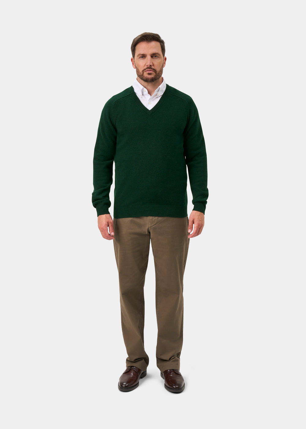 Hampshire Lambswool Jumper in Tartan Green - Classic Fit
