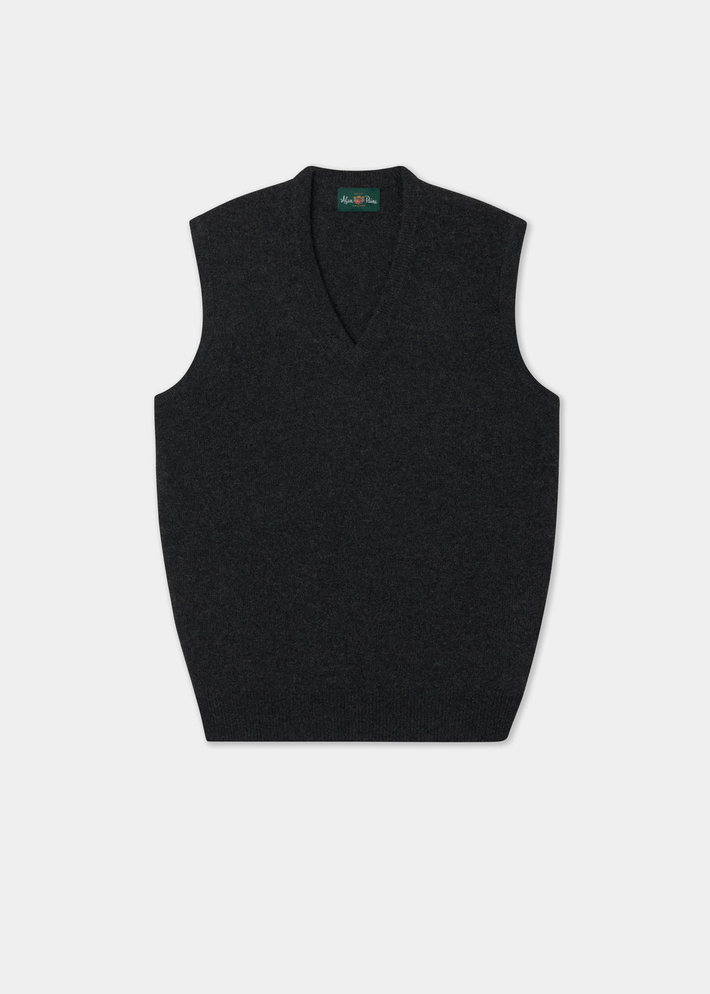 Men's Lambswool Slipover Vee Neck Jumper in Charcoal