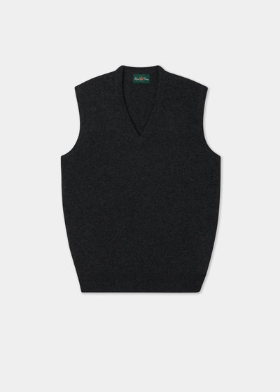 Men's Lambswool Slipover Vee Neck Jumper in Charcoal