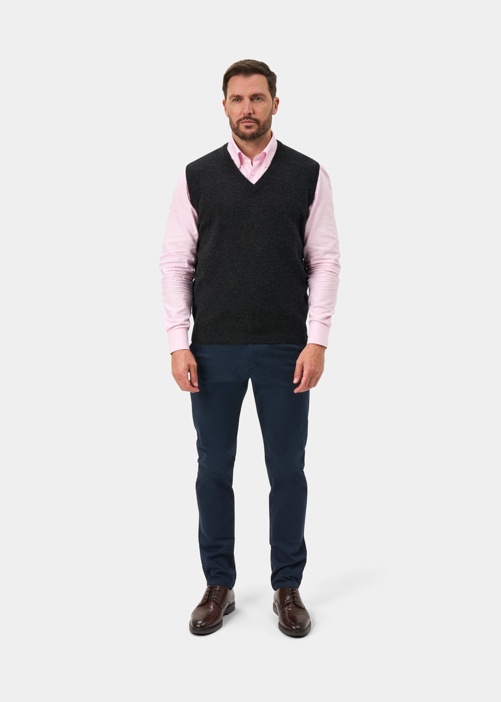 Norfolk Men's Lambswool Slipover in Charcoal - Classic Fit