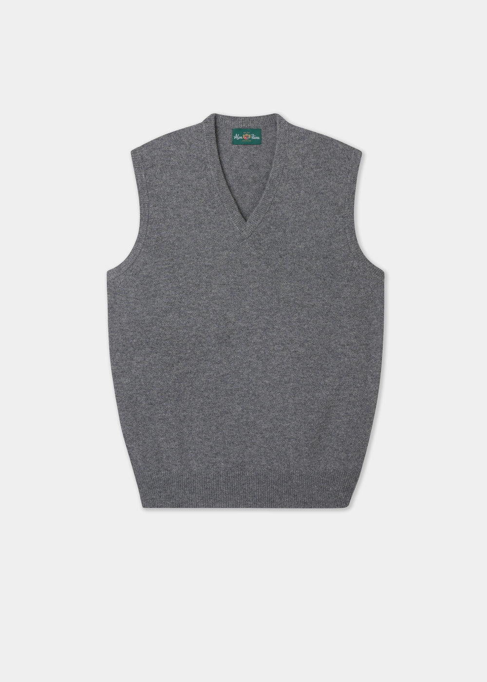 Men's Lambswool Slipover Vee Neck Jumper in Grey