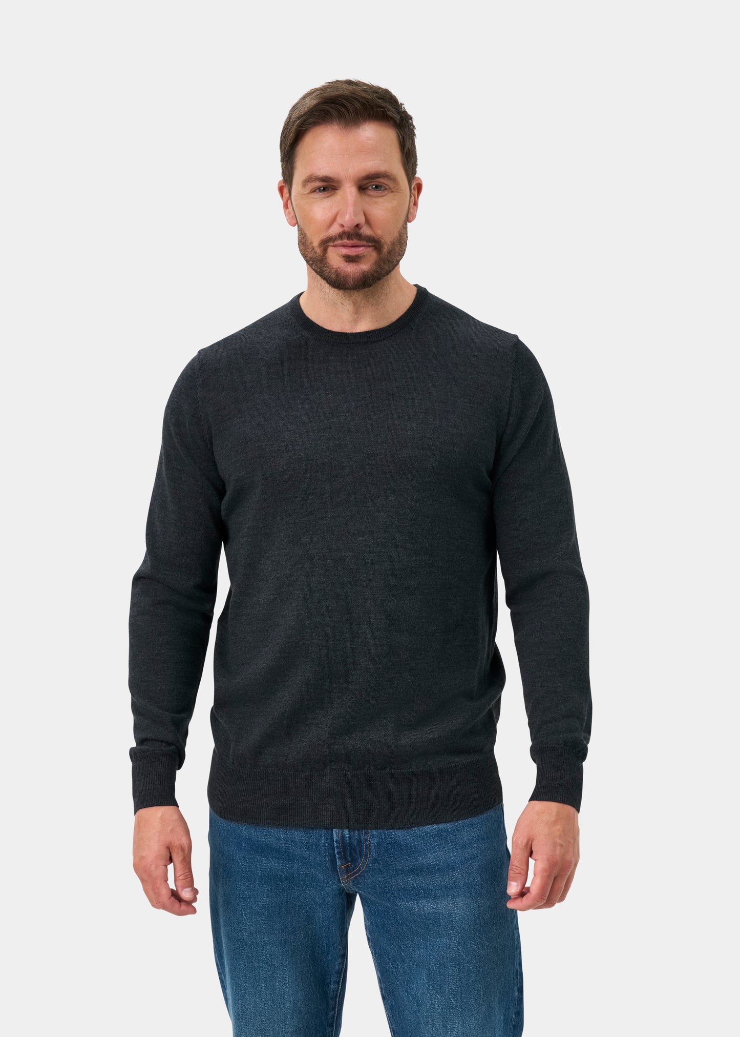 Radstone Men's Merino Wool Jumper in Charcoal - Regular Fit