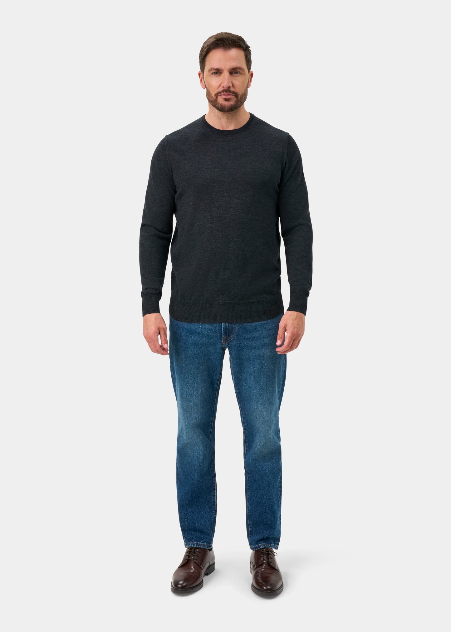 Radstone Men's Merino Wool Jumper in Charcoal - Regular Fit