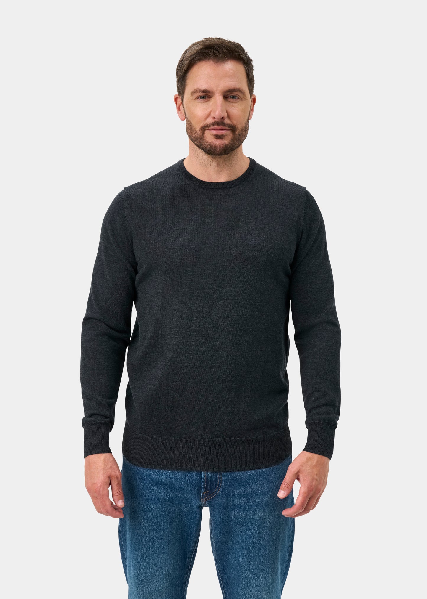 Radstone Men's Merino Wool Jumper in Charcoal - Regular Fit