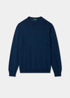 Men's Merino Wool Crew Neck Jumper in Indigo