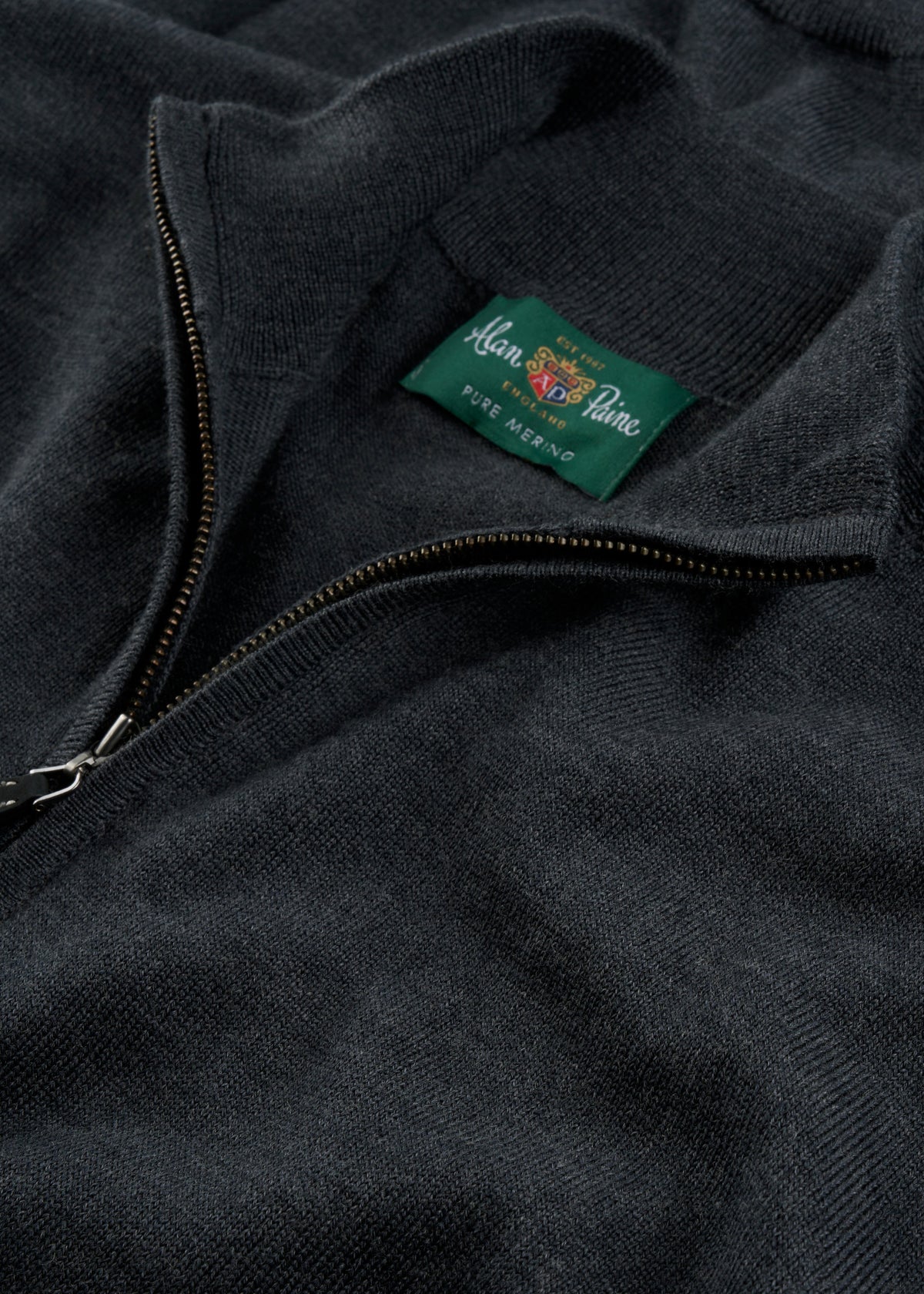 Men's Merino Wool Quarter Zip Neck Jumper in Charcoal