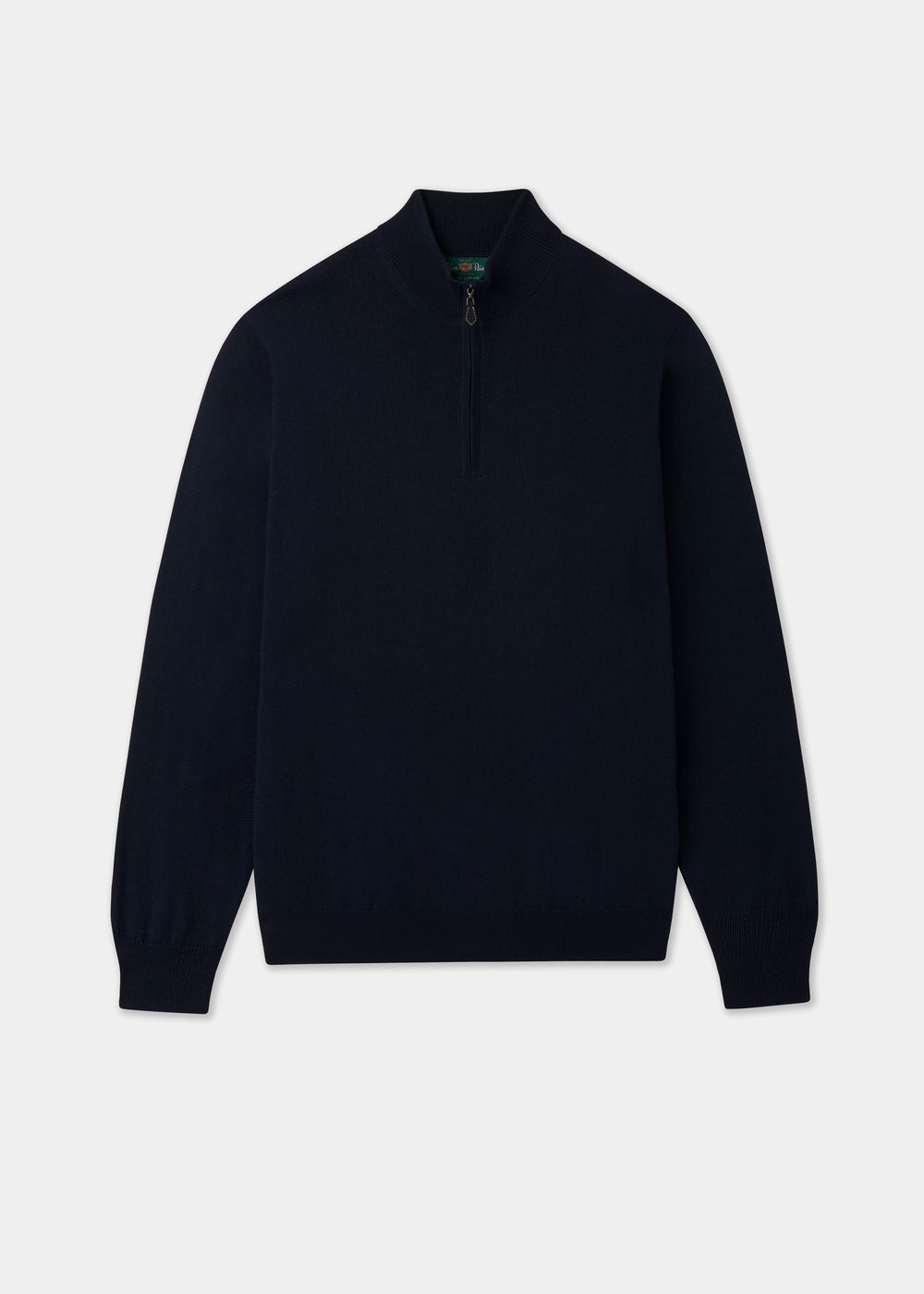 Barton Merino Wool 1/4 Zip Mock Jumper in Dark Navy - Regular Fit