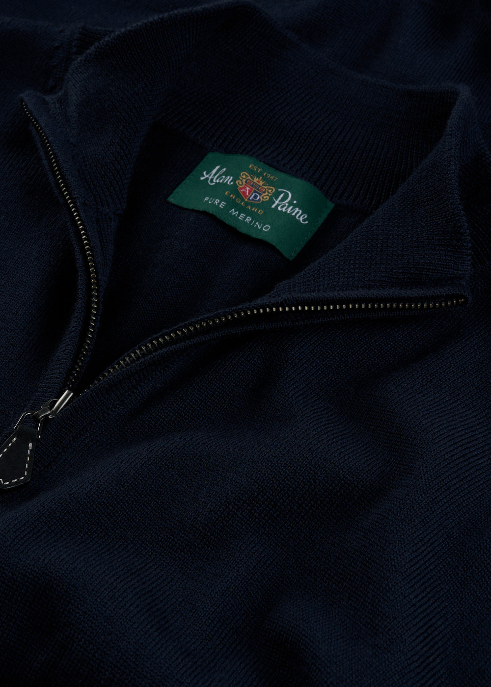 Barton Merino Wool 1/4 Zip Mock Jumper in Dark Navy - Regular Fit