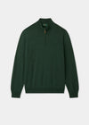 Men's Merino Wool Quarter Zip Neck Jumper in Hunter Green