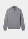 Men's Merino Wool Quarter Zip Neck Jumper in Light Grey Mix