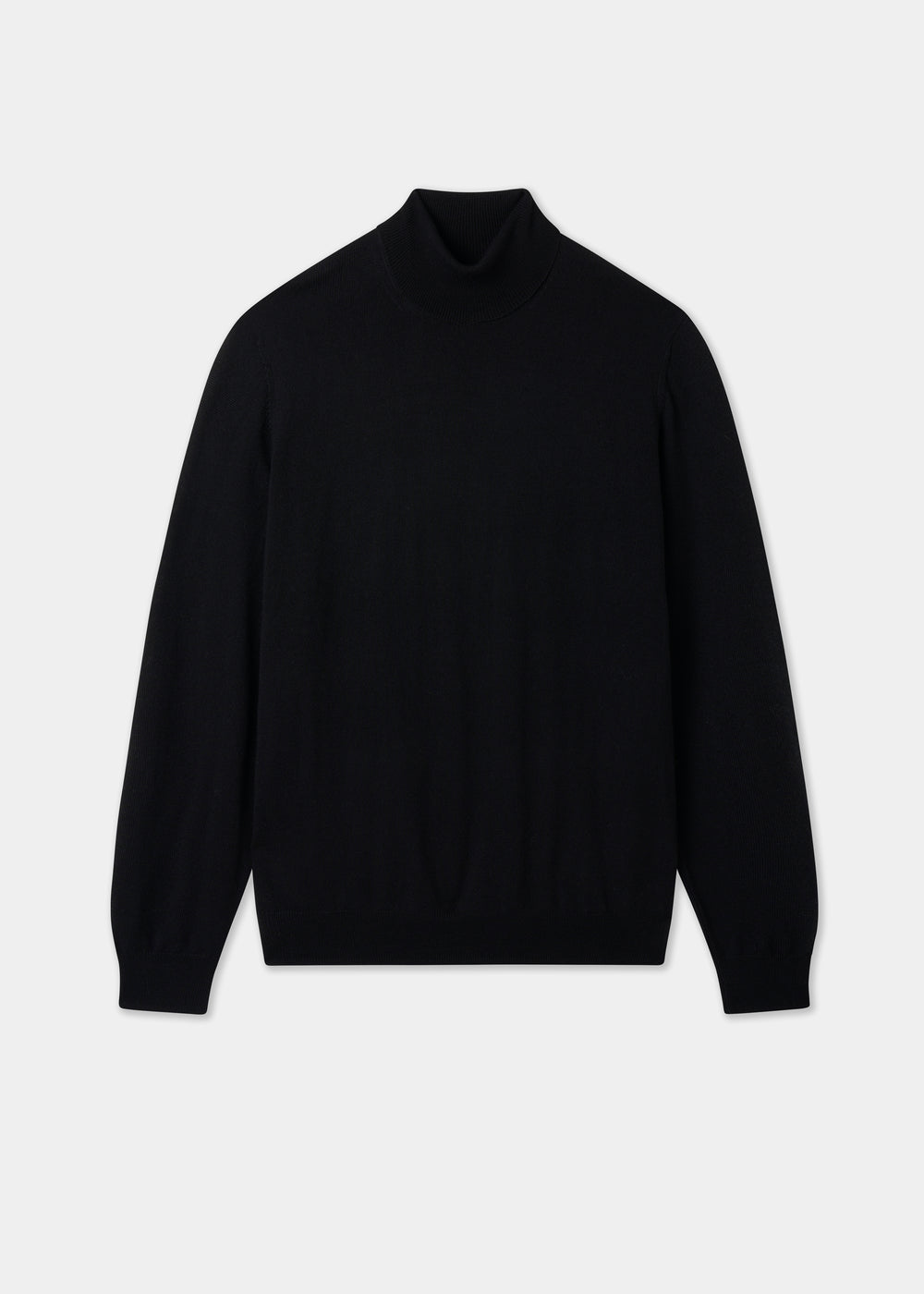 Men's Merino Wool Roll Neck Jumper in Black