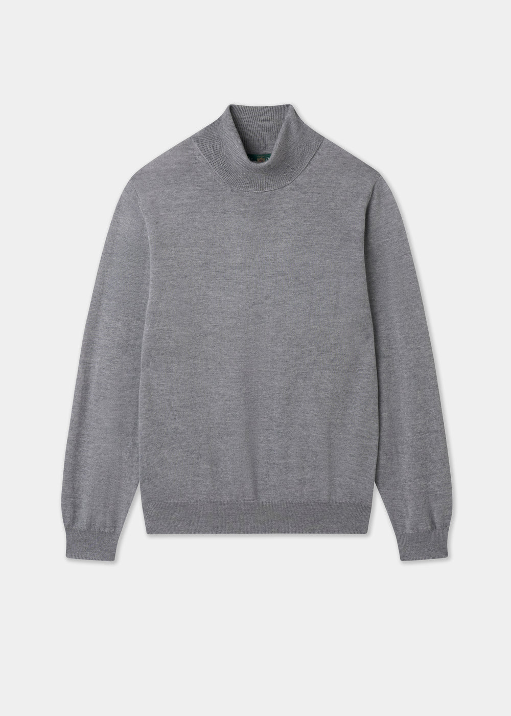 Men's Merino Wool Roll Neck Jumper in Light Grey