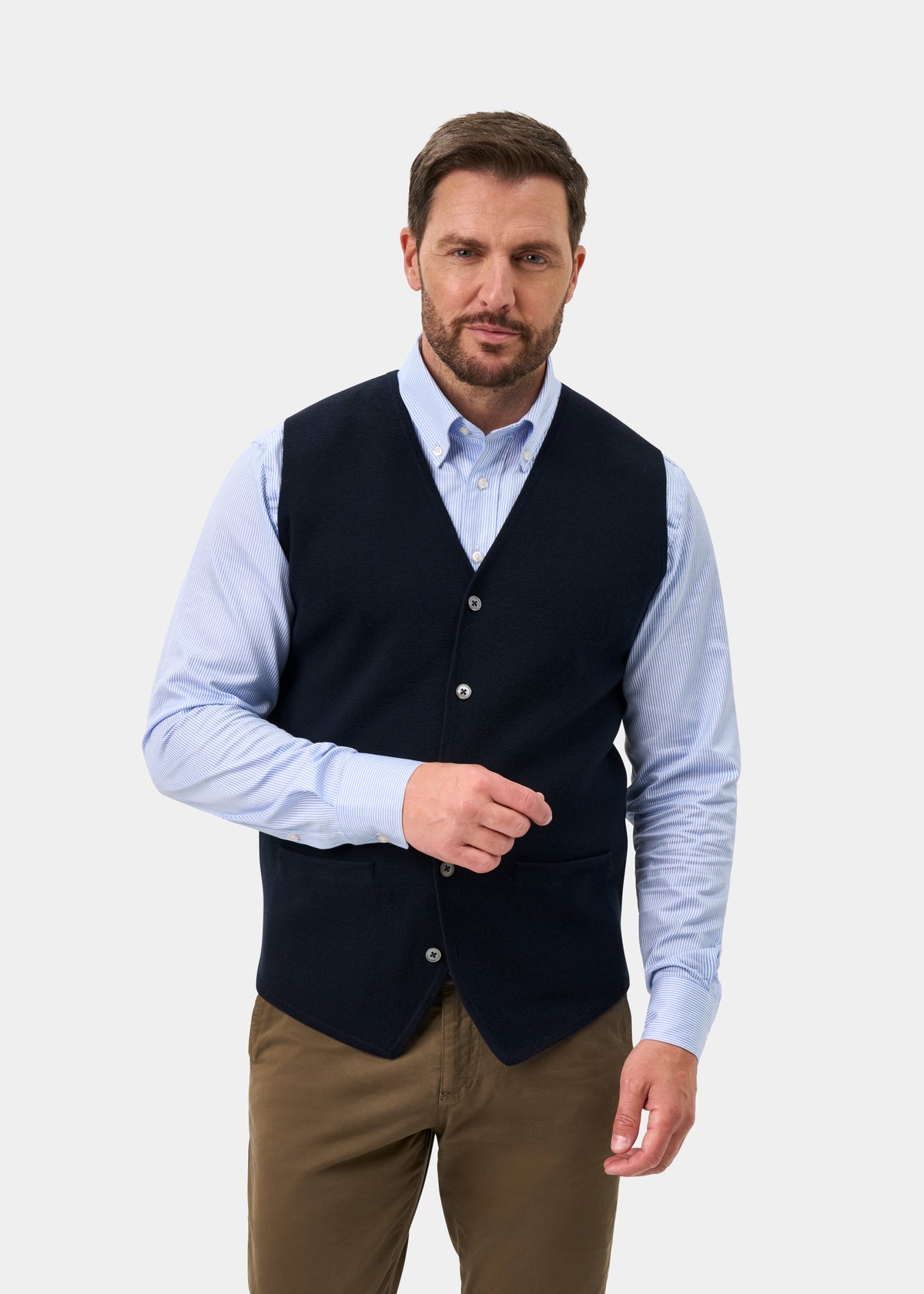 Thornley Merino Wool Tailored Dark Navy Waistcoat - Regular Fit