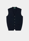 Men's merino wool tailored waistcoat in Dark Navy