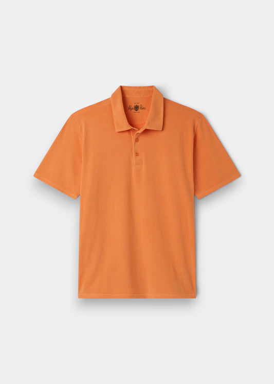 Tutbury Faded Dye Polo Shirt In Orange