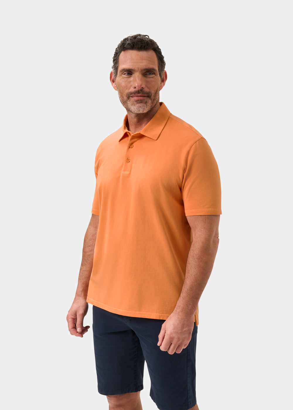 Men's Pique Cotton Polo Shirt in Orange