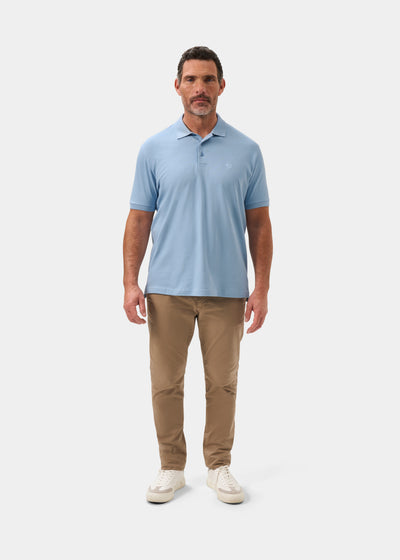 Men's Pique Cotton Polo Shirt in Light Blue
